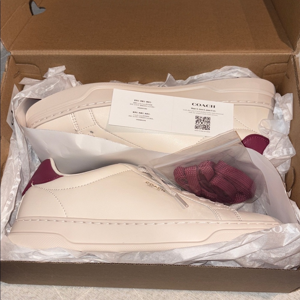 🐴 Coach High Line Leather Sneakers in Pink/Chalk. Size 10. New! - Picture 14 of 16